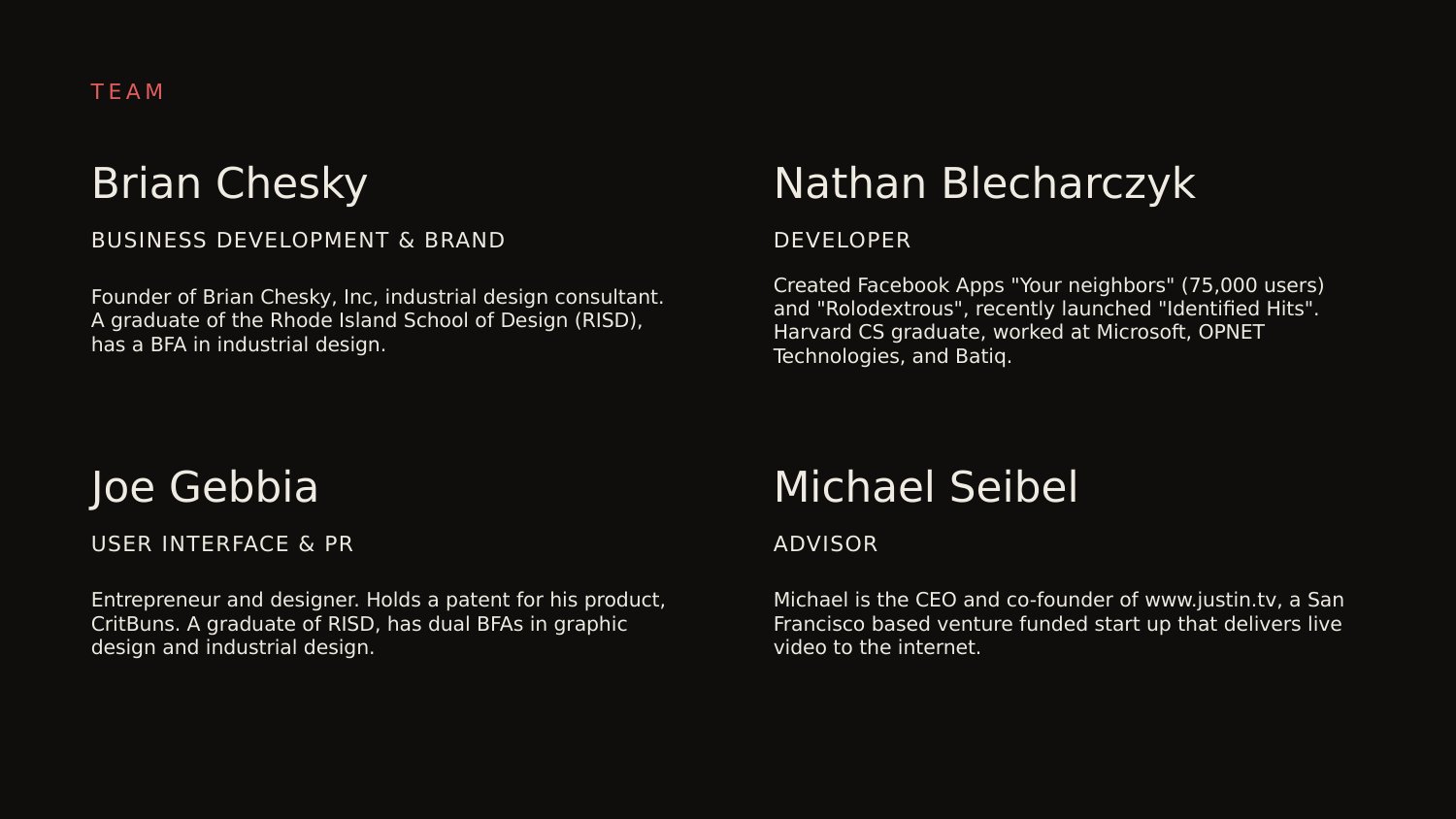Slide 11 — Team, restaged 2026