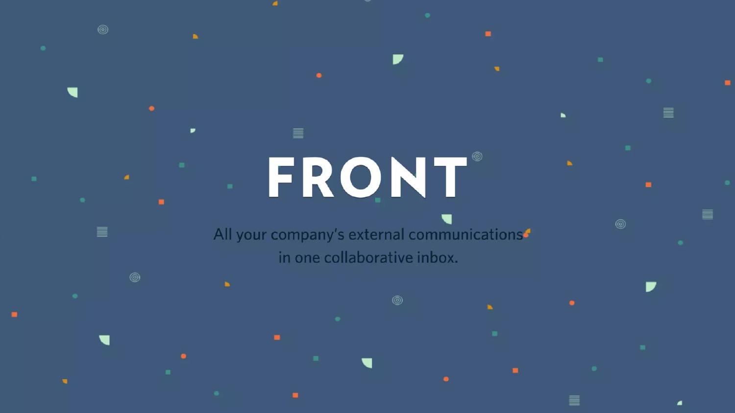 Original Front cover, 2016 — blue confetti pattern with FRONT wordmark in white