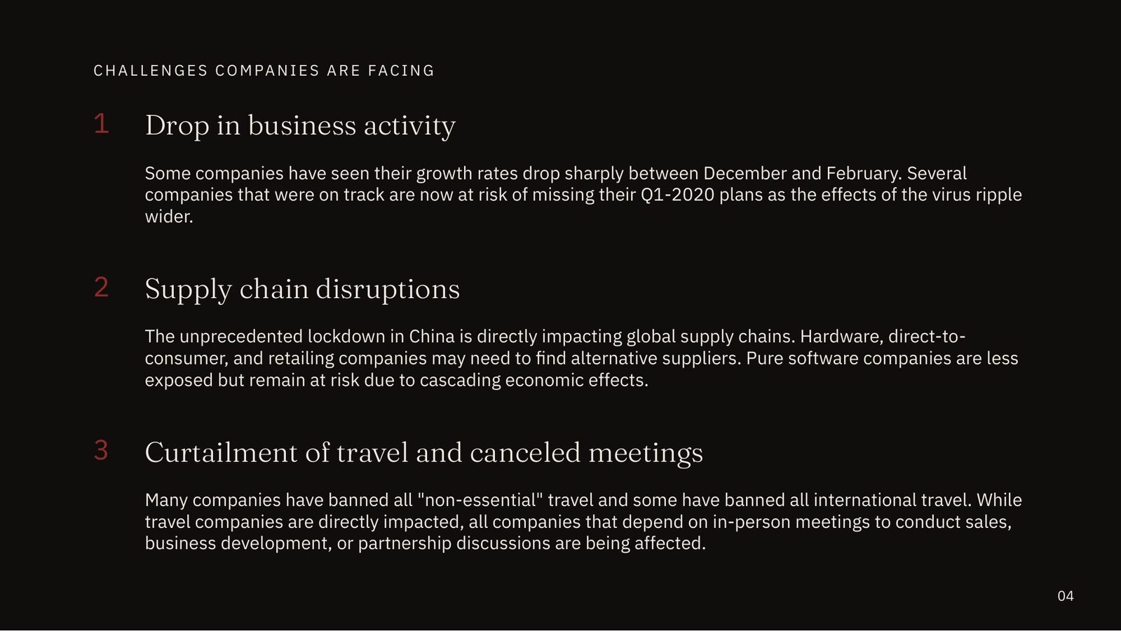 Three challenges slide