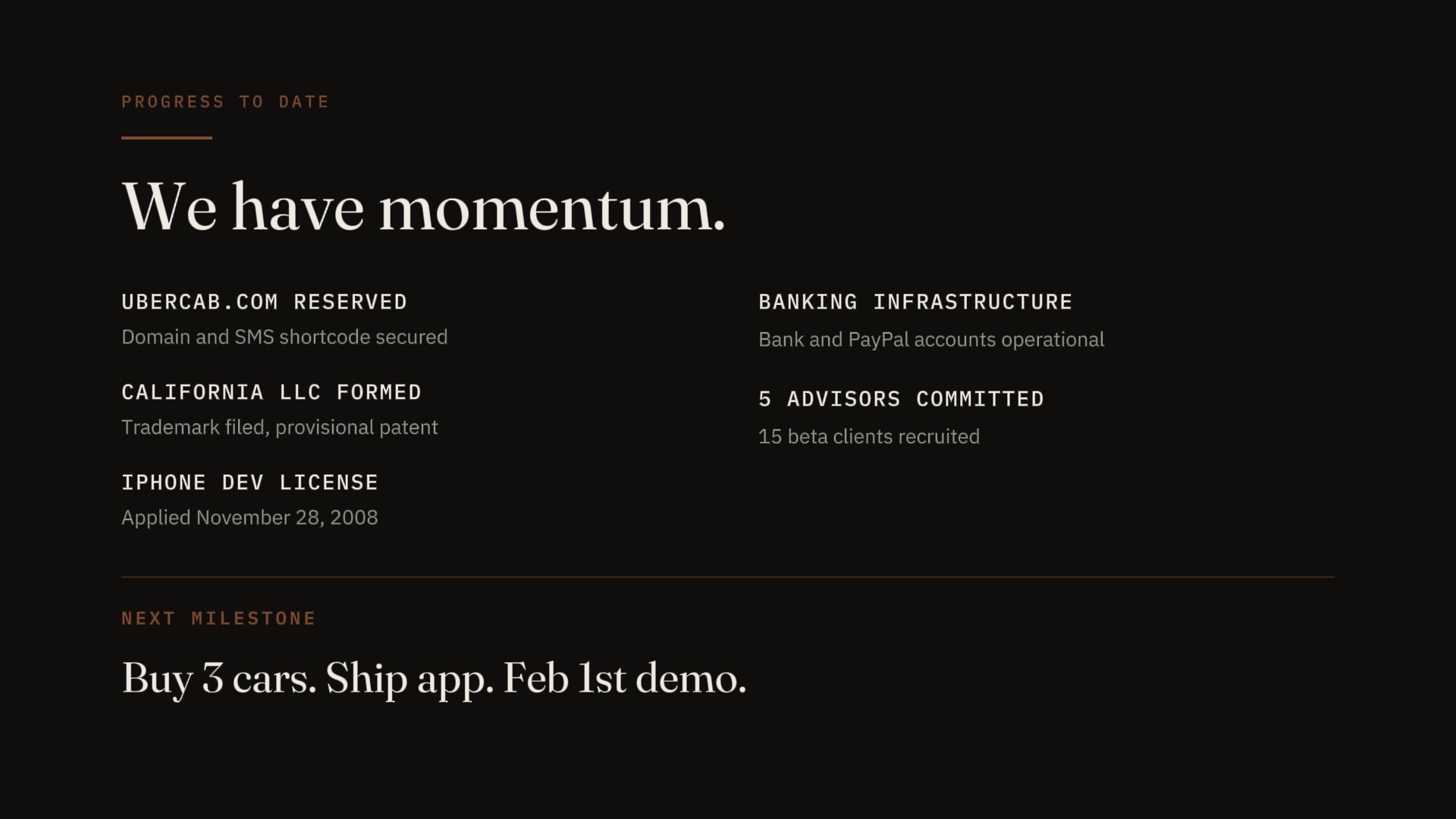 Slide 10 — The Ask, UberCab restaged 2026