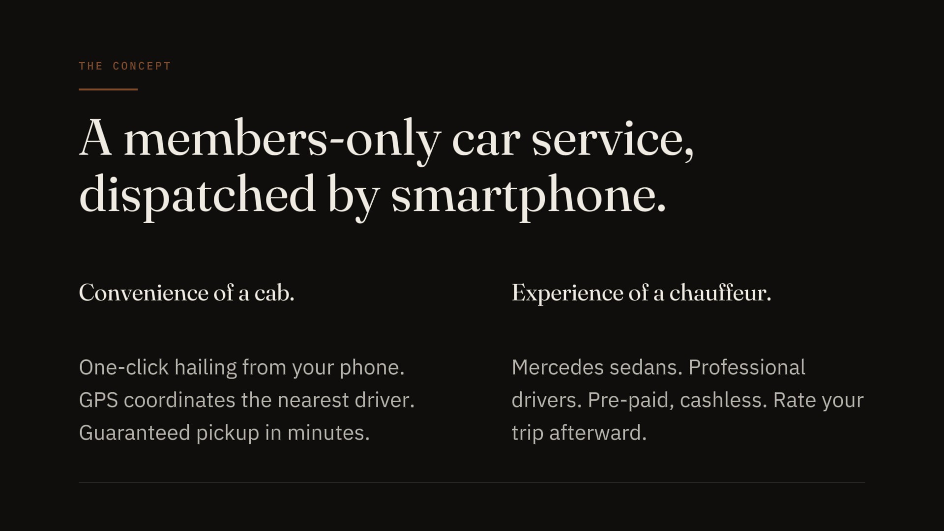 Slide 03 — The Concept, UberCab restaged 2026