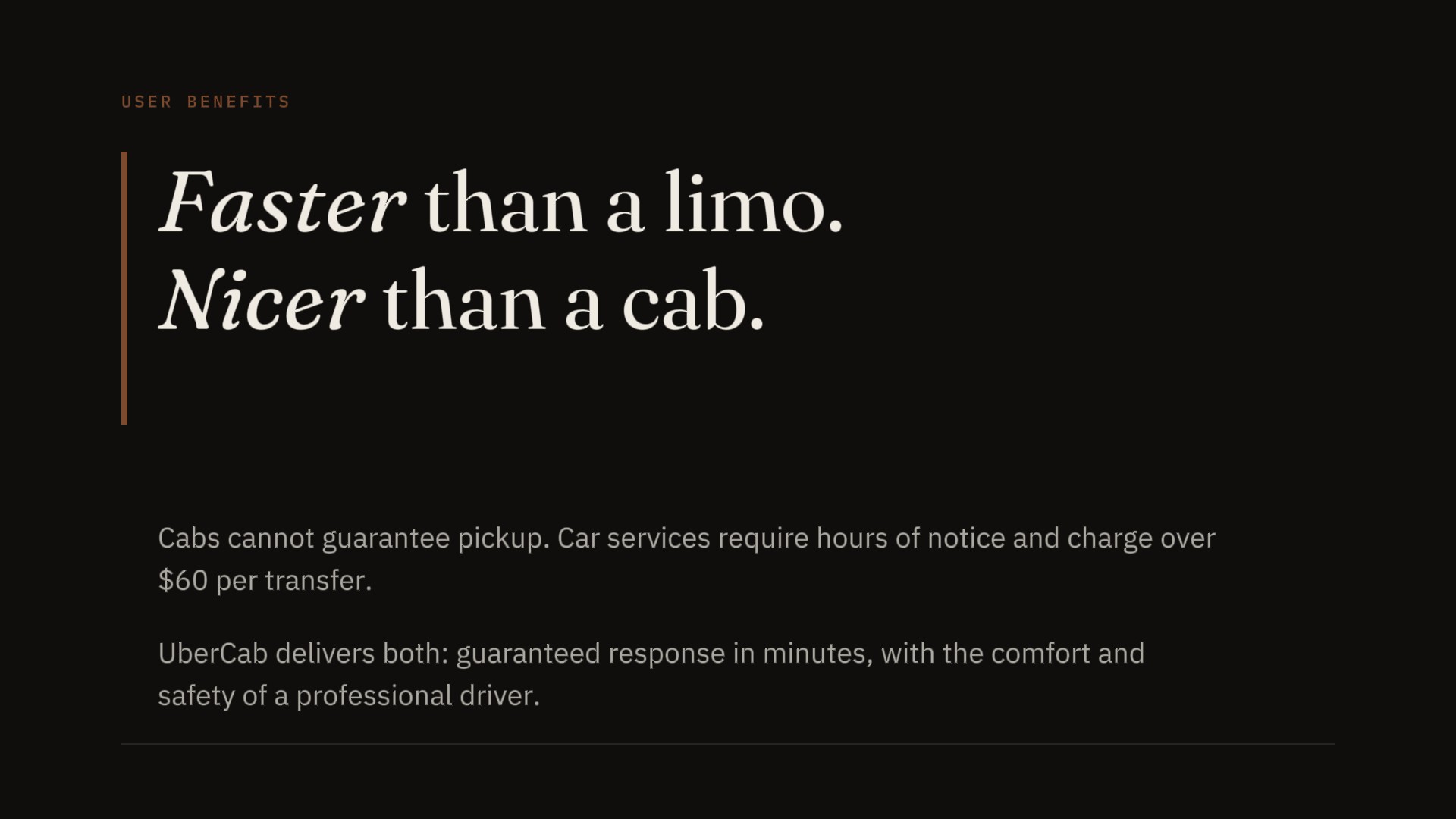 Slide 04 — User Benefits, UberCab restaged 2026