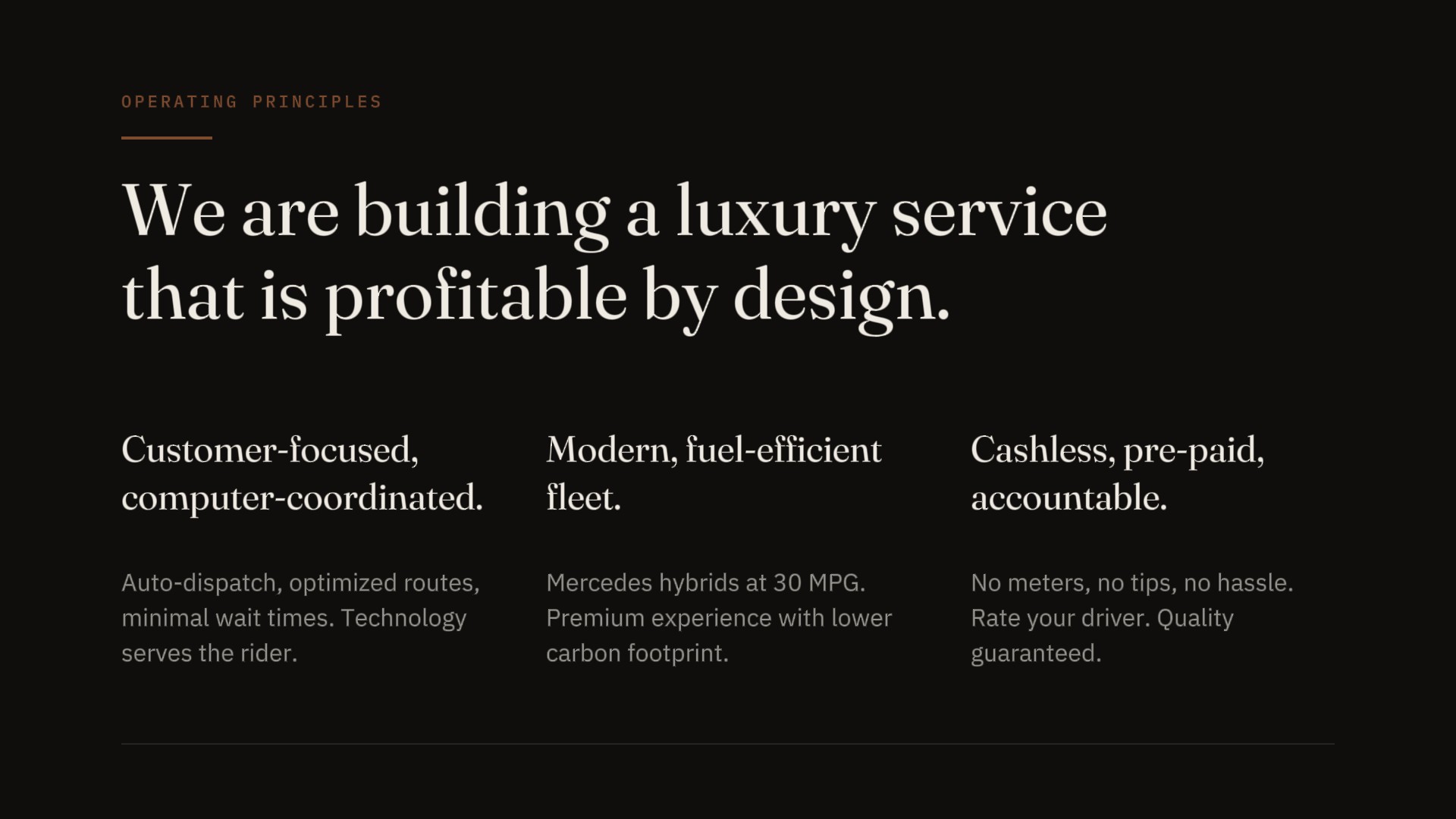 Slide 05 — Operating Principles, UberCab restaged 2026